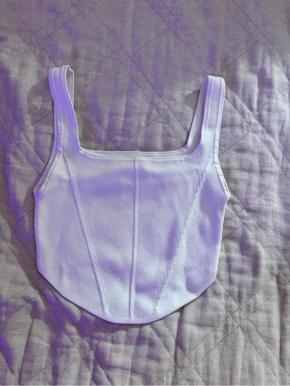 Cotton On White Ribbed Square Crop Tank